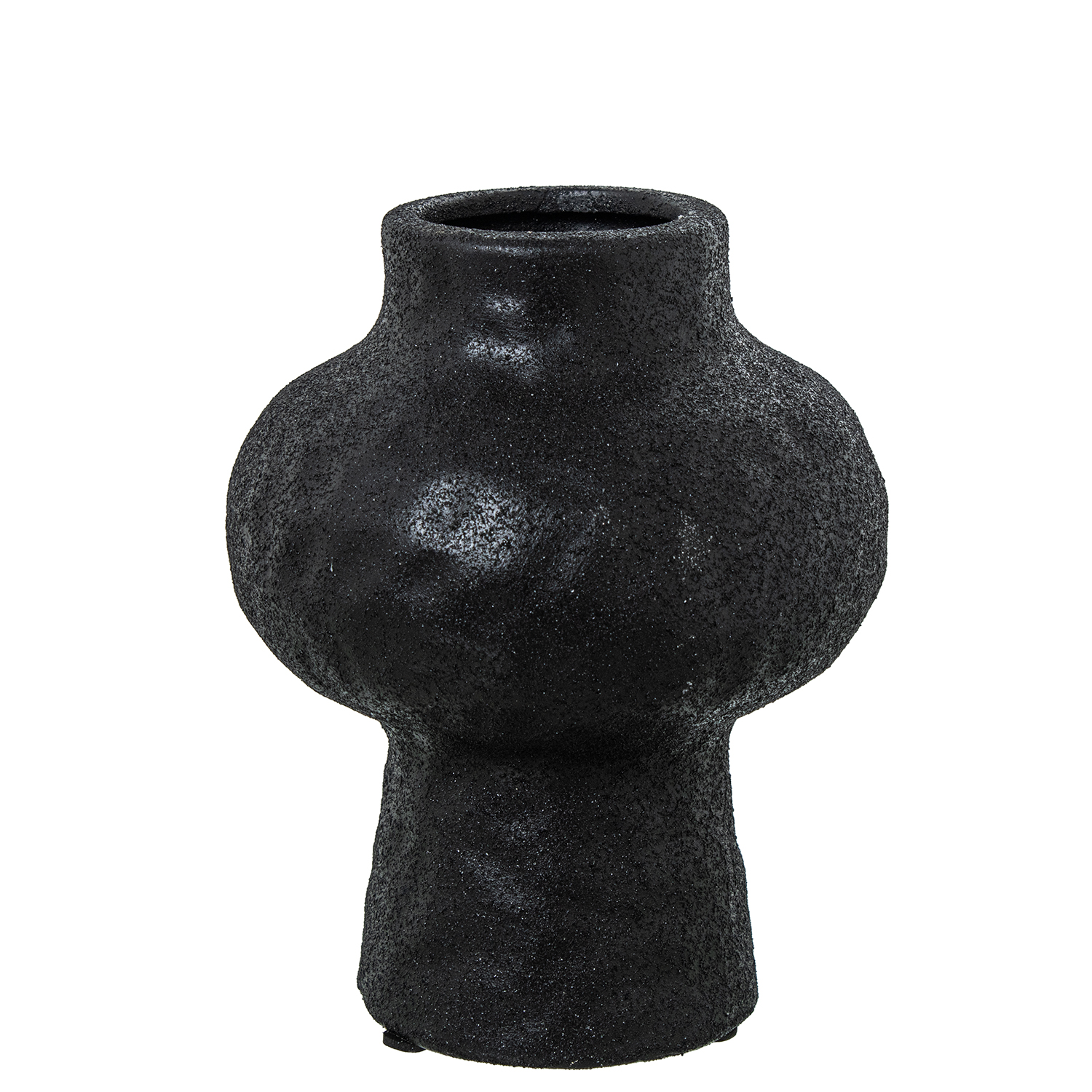 JARRÓN CERÁMICA 17CM NEGRO TEXTURA ORGÁNICA