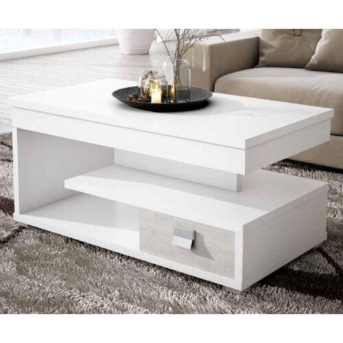 Mesa de centro elevable blanco/pozzolana