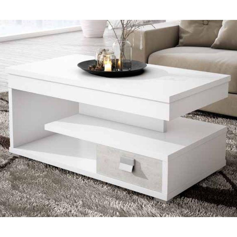 Mesa de centro elevable blanco/pozzolana