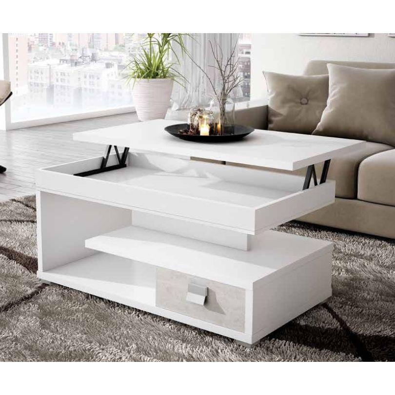Mesa de centro elevable blanco/pozzolana - Imagen 2