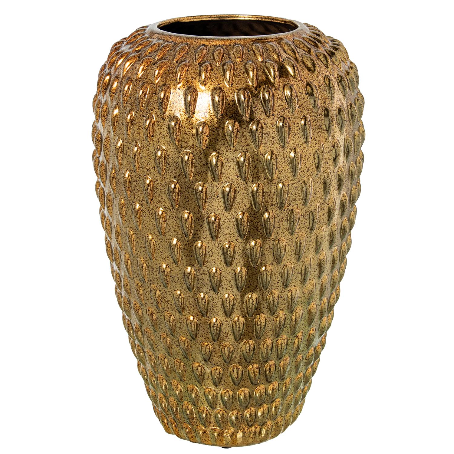 JARRÓN CERÁMICA 52CM DORADO CUUERO