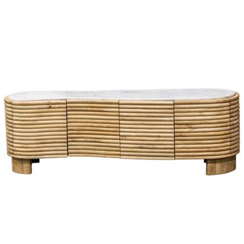 MUEBLE TV MADERA MANGO C/SOBREMARMOL 4 PUERTAS +92345 +91998