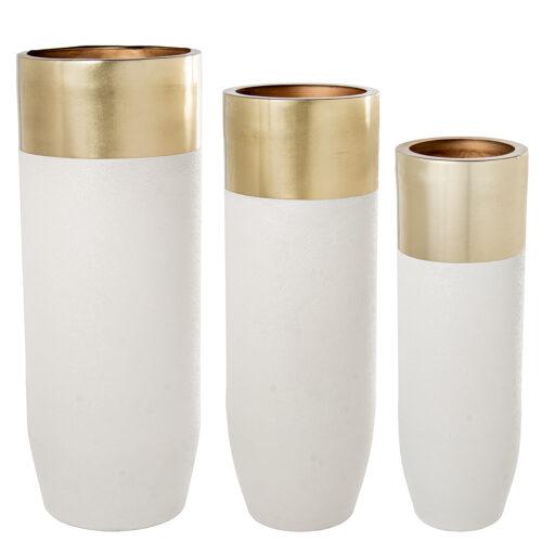 SET 3 JARRONES METAL BLANCO/DO