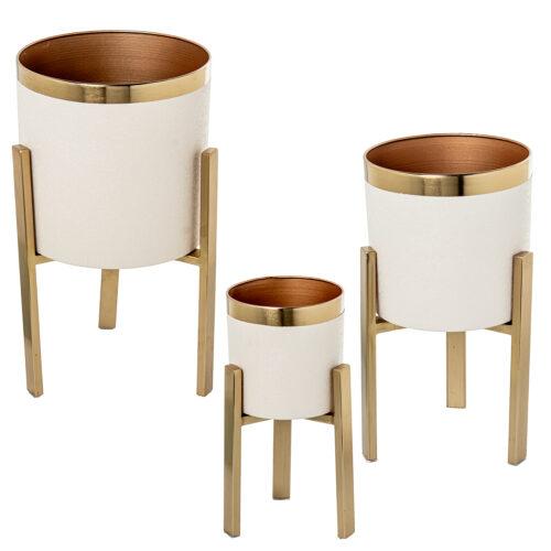 SET 3 MACETEROS C/PIE METAL BLRADO
