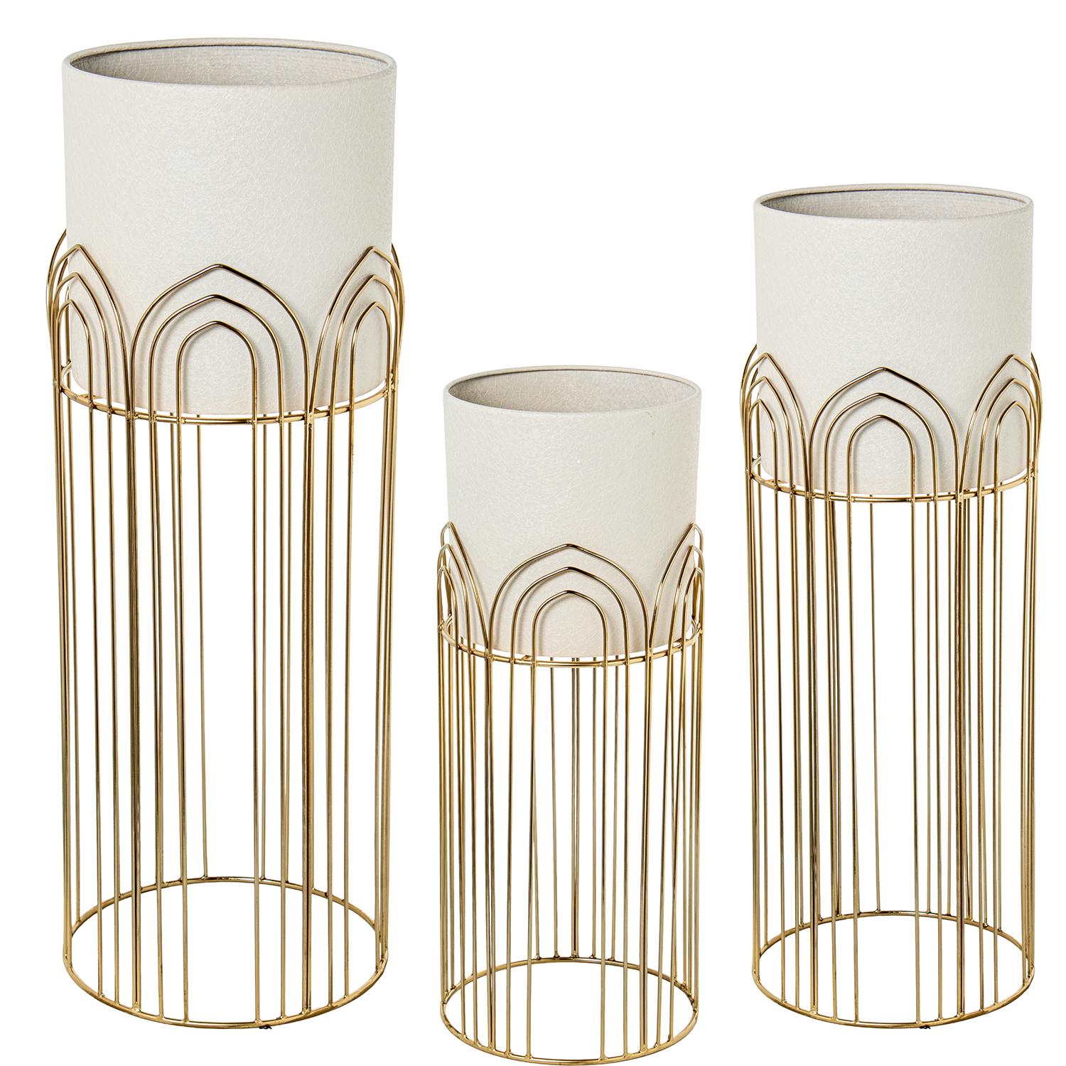 SET 3 MACETEROS C/PIE METAL DOGRO/BEIGE