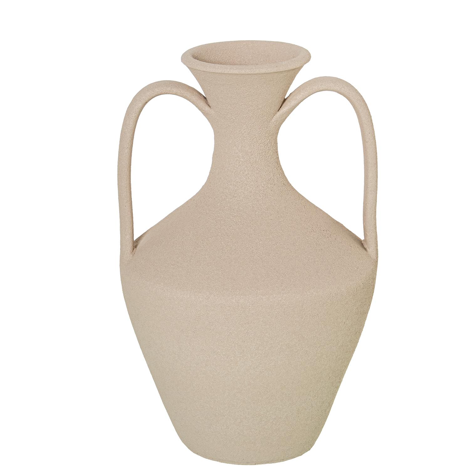 JARRÓN CERÁMICA C/ASAS 40CM BERDE ARENA