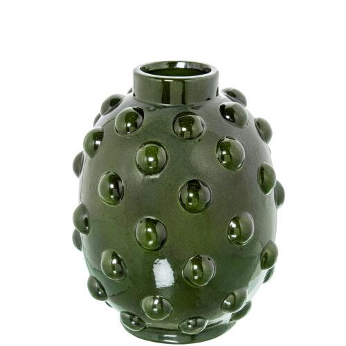 JARRÓN CERÁMICA BOLA 33CM VERDRILLO