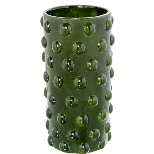 JARRÓN CERÁMICA 40CM VERDE BRILLO