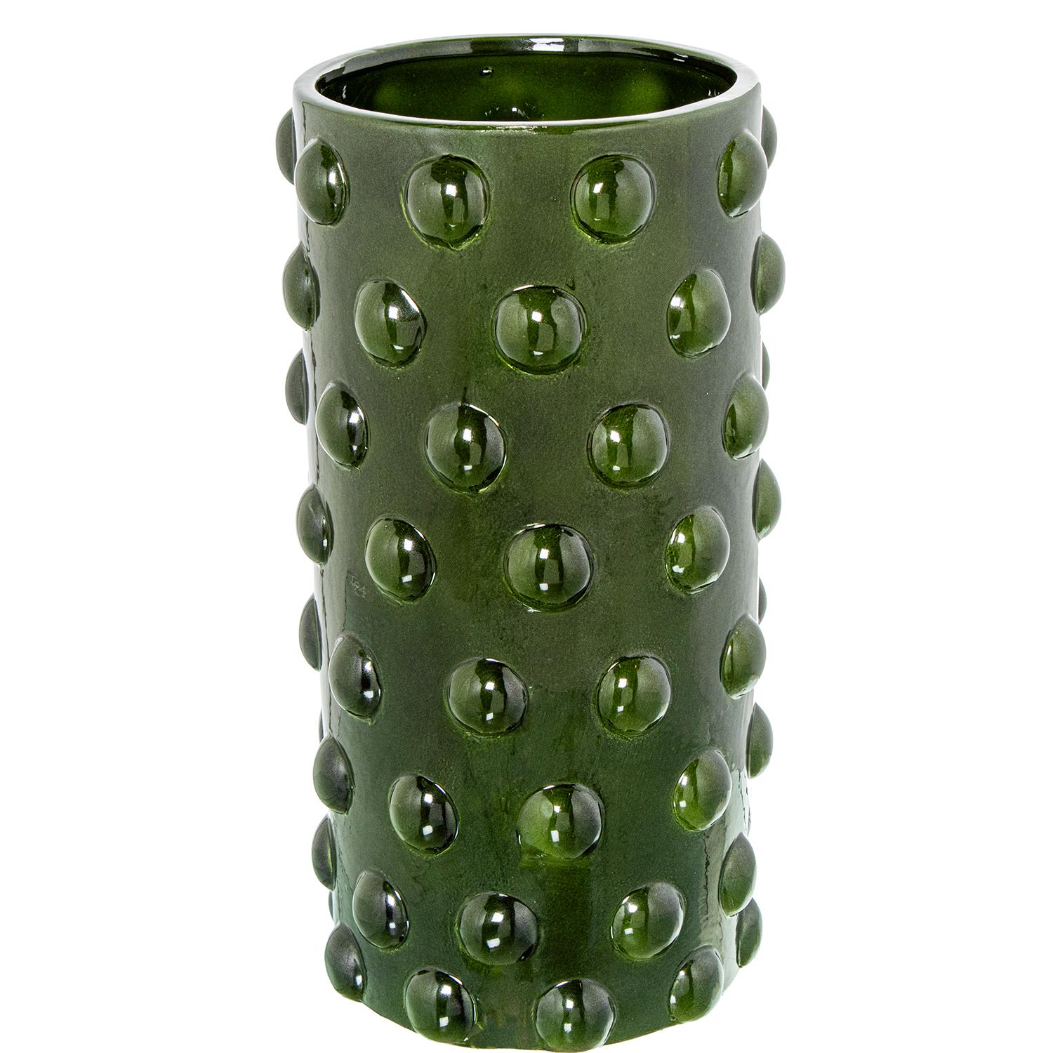 JARRÓN CERÁMICA 40CM VERDE BRILLO