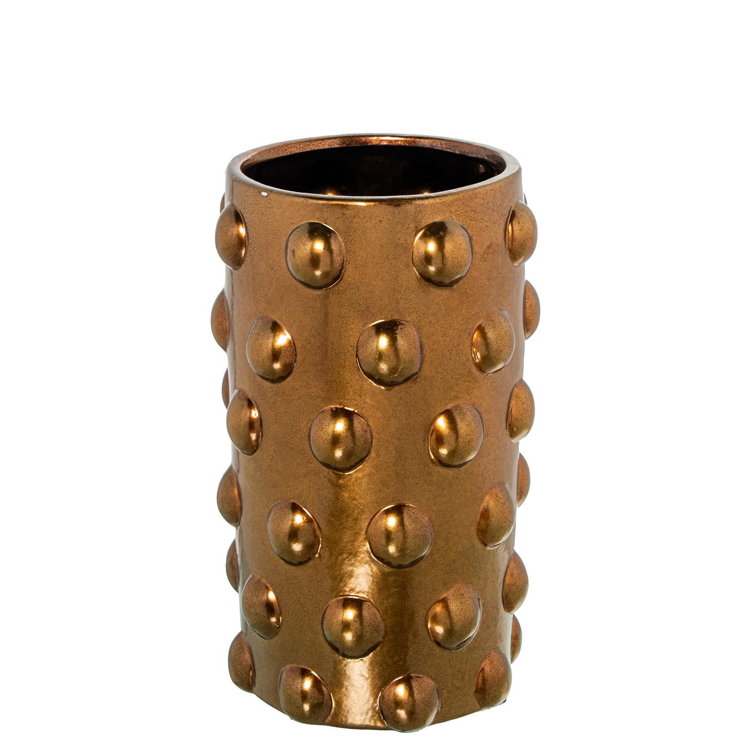 JARRÓN CERÁMICA 30CM DORADO CUUERO