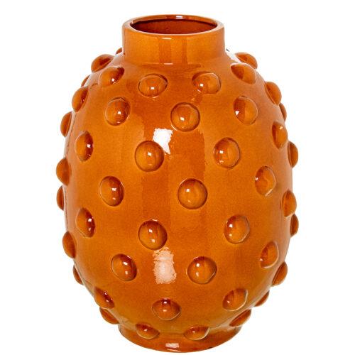 JARRÓN CERÁMICA BOLA 40CM MOSTAZA BRILLO