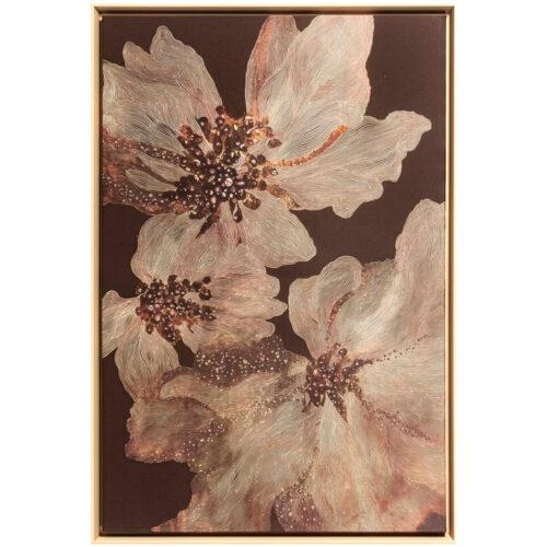 CUADRO LIENZO IMPRESO FLORESO CON RELIEVE