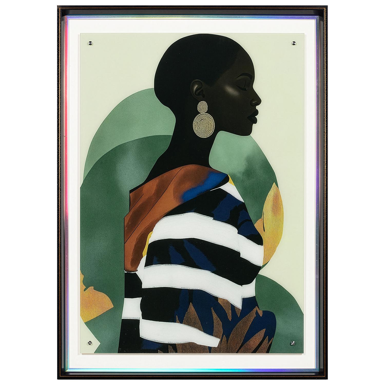 CUADRO RETABLO CRISTAL TEMPLADO AFRICANA MARCO PS