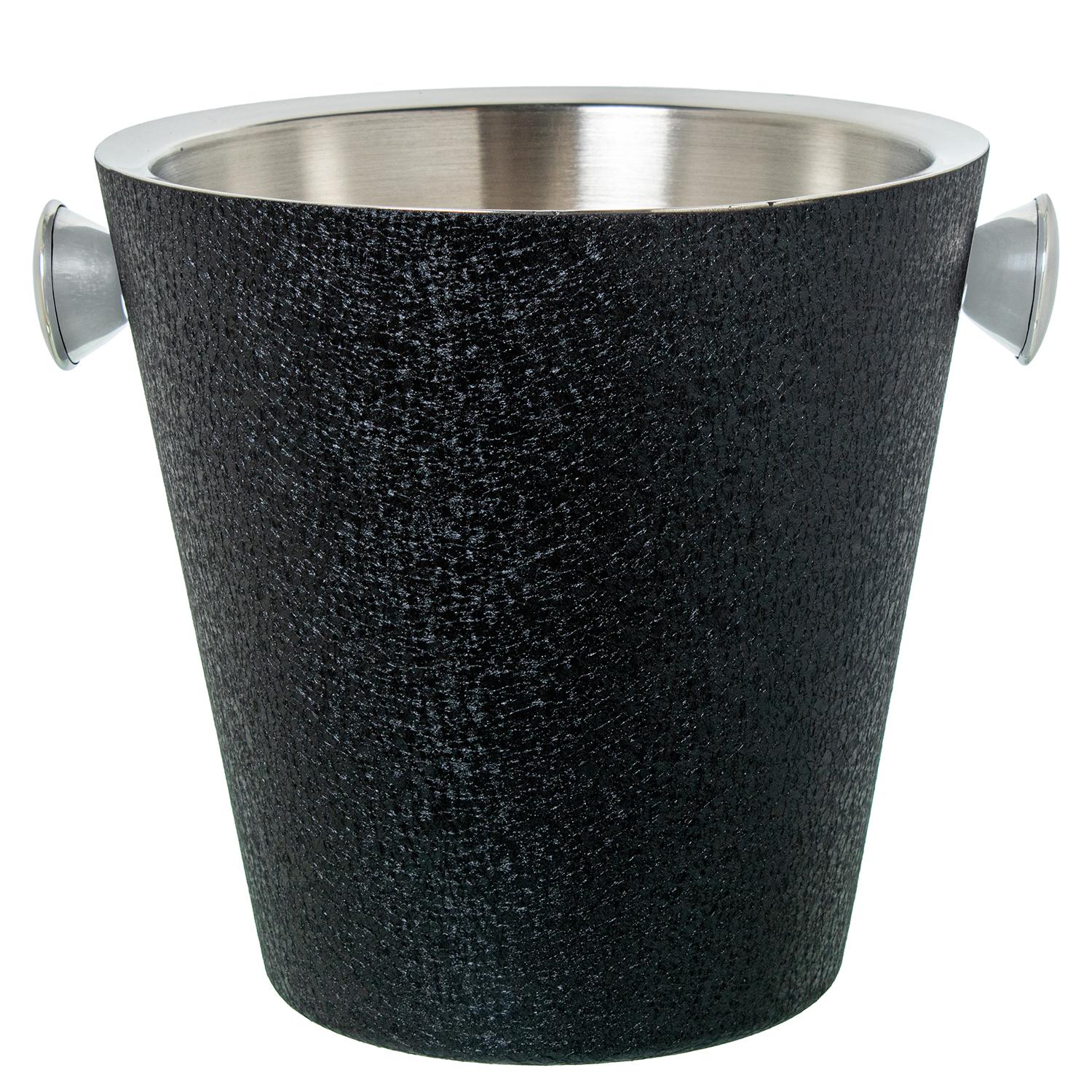 CUBO CHAMPANERA ACERO INOX., CUBIERTA NEGRA