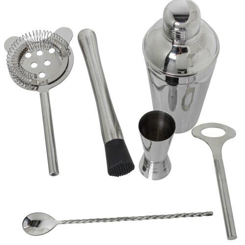 SET 6 UTENSILIOS COCKTAIL ACERO INOX. ORO MATE GRABADO LLUVI