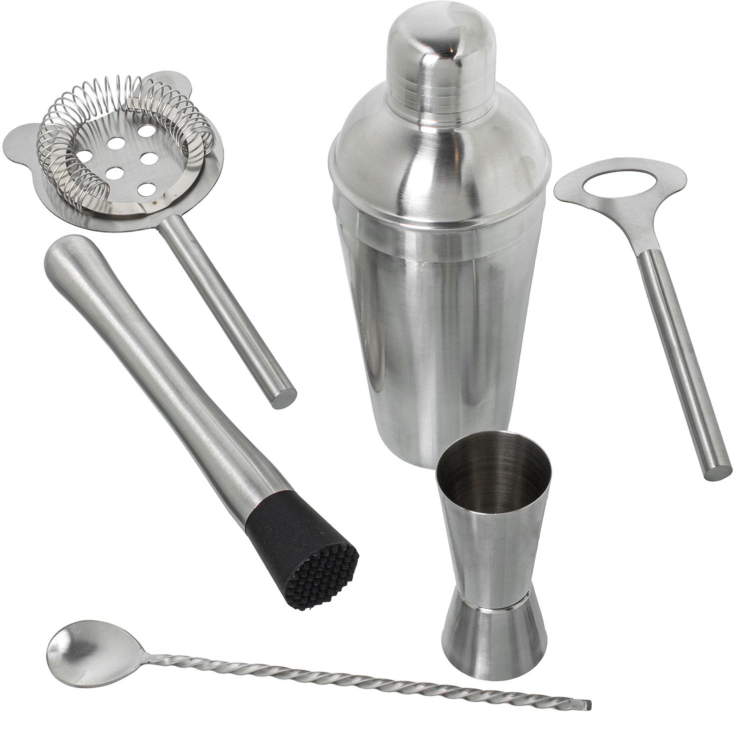 SET 6 UTENSILIOS COCKTAIL ACERO INOX. BRILLO