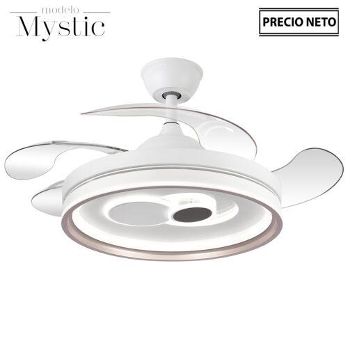 VENTILADOR TECHO C/LUZ MYSTICAL BLANCO 4 ASPAS RETRÁCTILES