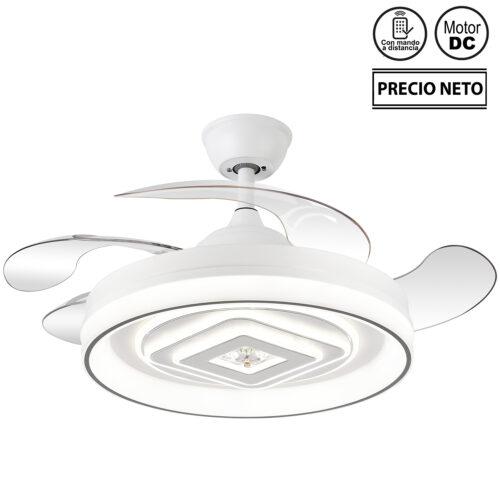 VENTILADOR TECHO C/LUZ ENCHANT BLANCO 4 ASPAS RETRÁCTILES