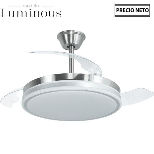 VENTILADOR TECHO C/LUZ LUMINOUS BLANCO 3 ASPAS RETRÁCTILES
