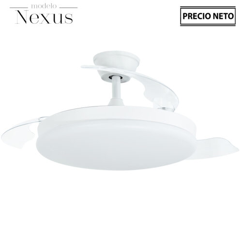 VENTILADOR TECHO C/LUZ NEXUS BS BLANCO/NEGRO 3 ASPAS RETRÁCT