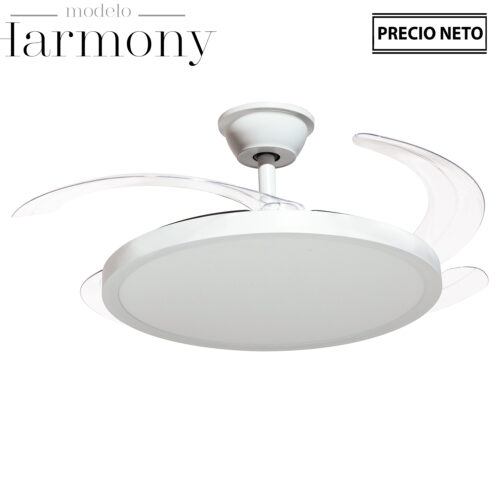 VENTILADOR TECHO C/LUZ HARMONY NEGRO 3 ASPAS RETRÁCTILES