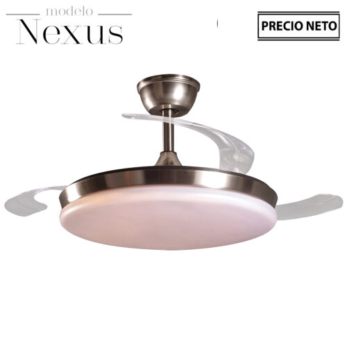 VENTILADOR TECHO C/LUZ NEXUS CS CUERO 3 ASPAS RETRÁCTILES