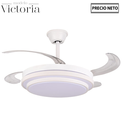 VENTILADOR TECHO C/LUZ VICTORINEGRO/MADERA 4 ASPAS RETRÁCTIL