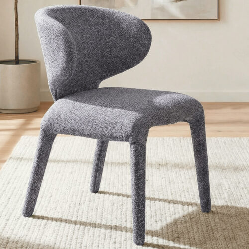 SILLA COMEDOR TAPIZADA TEDDY TEJIDO LEO GRIS.