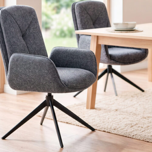 SILLA COMEDOR GIRATORIA FEEL TEJIDO LEO GRIS
