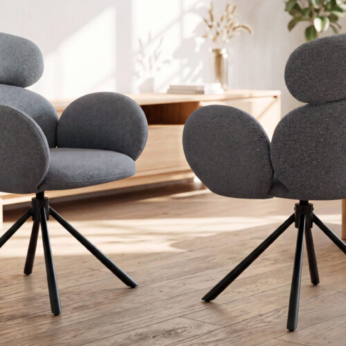 SILLA COMEDOR GIRATORIA LOVE TEJIDO LEO GRIS