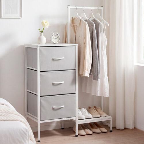 ESTANTERIA CON COLGADOR 3 CUBOS 76 x 30 CM BLANCO