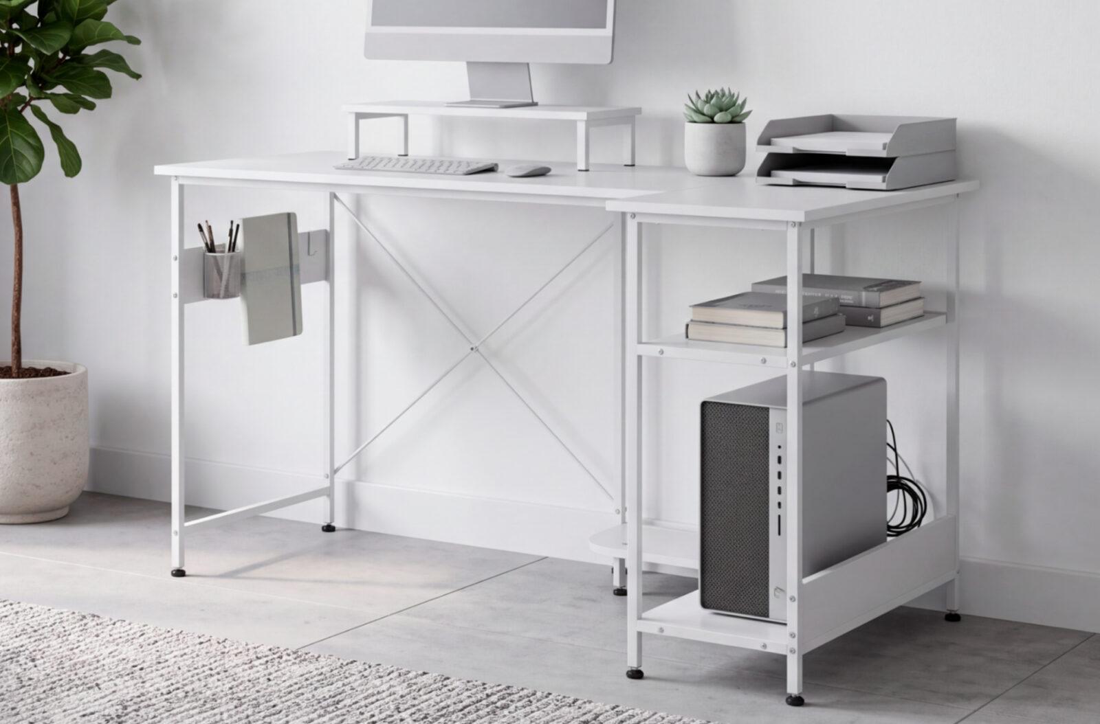 MESA ESTUDIO MULTIRACK 120 X 50 - 80 CM BLANCO