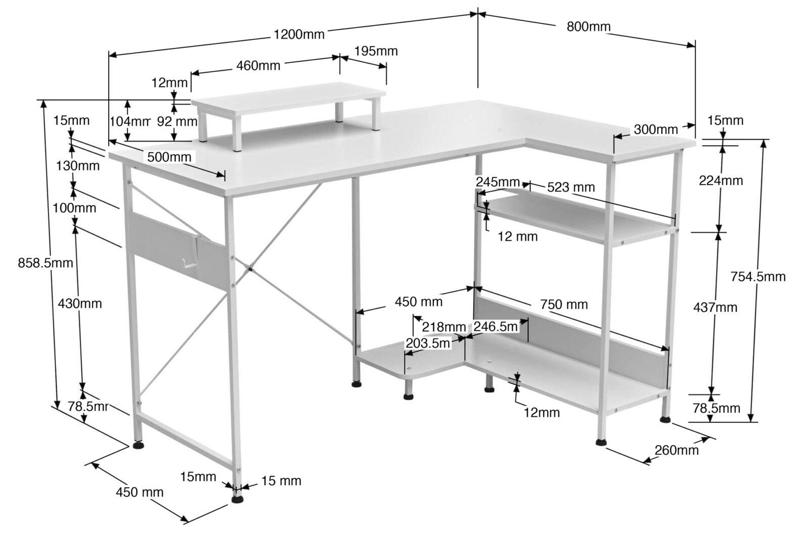 MESA ESTUDIO MULTIRACK 120 X 50 - 80 CM BLANCO - Imagen 4