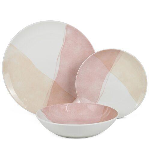 VAJILLA 18 PZS PORCELANA TONOSMANDALA, PLATO LLANO:ø27CM