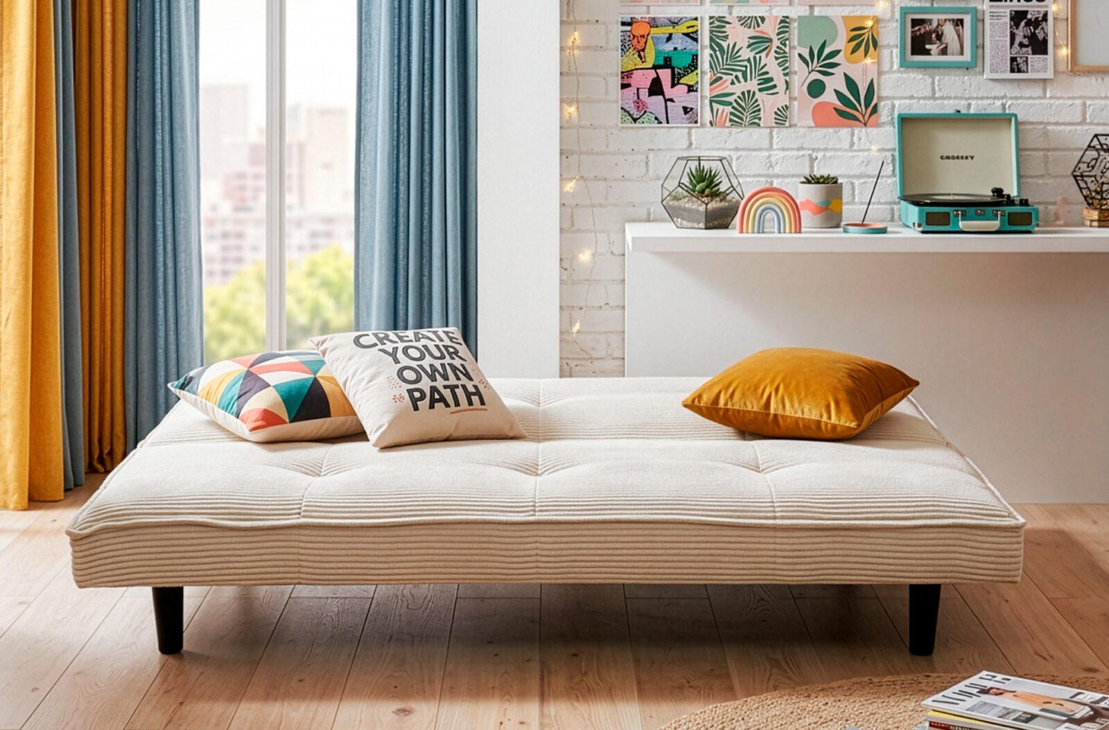 SOFA CAMA FLASH 105 x 180 CM CORDUROY CREMA - Imagen 2