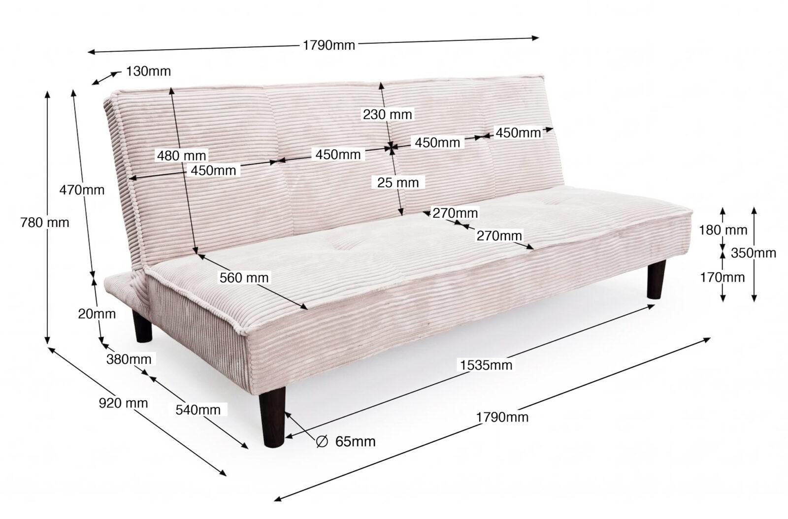 SOFA CAMA FLASH 105 x 180 CM CORDUROY CREMA - Imagen 6