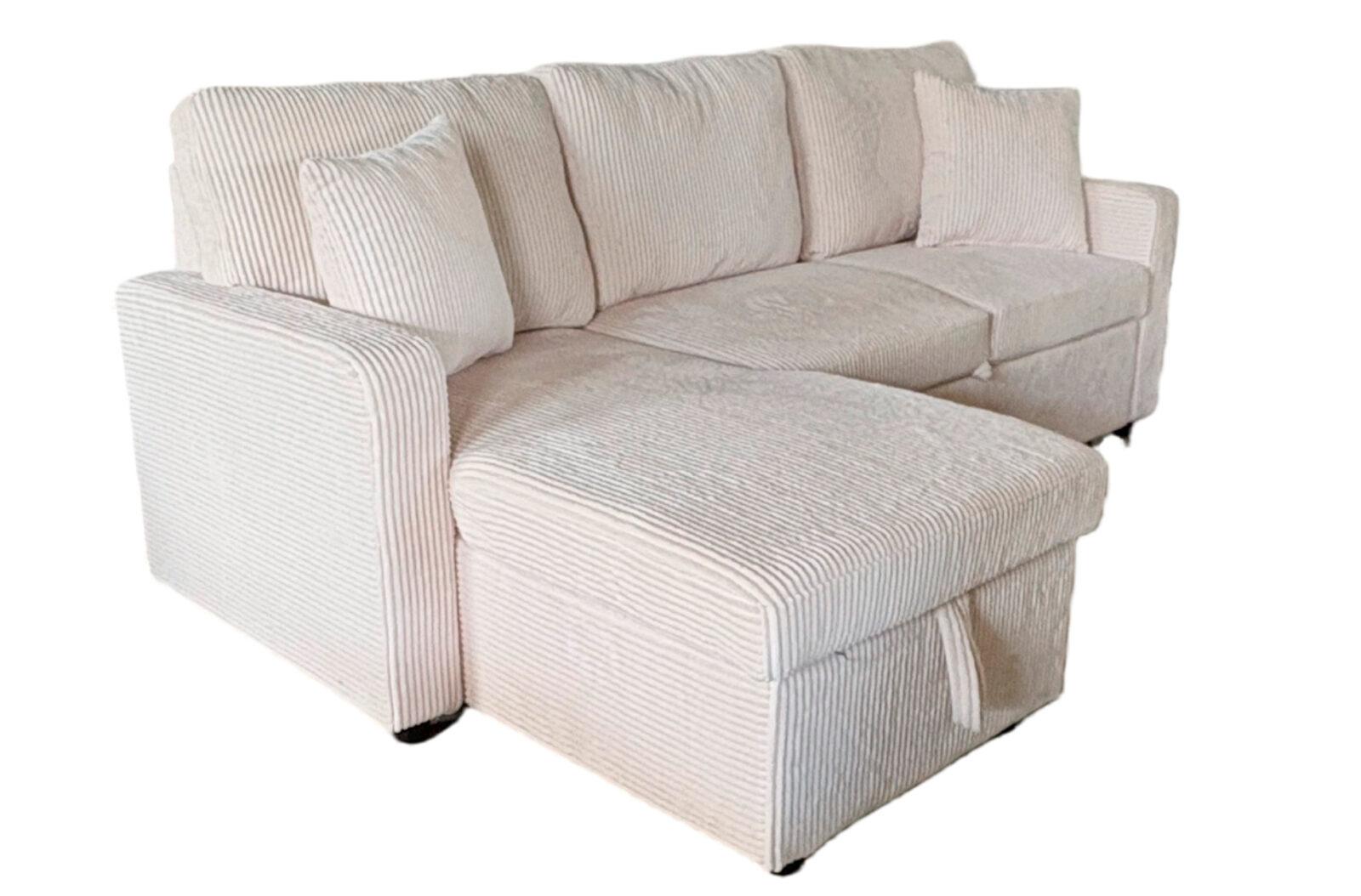 SOFA CAMA CHAISE 210 CM CON ARCON CORDUROY CREMA - Imagen 3