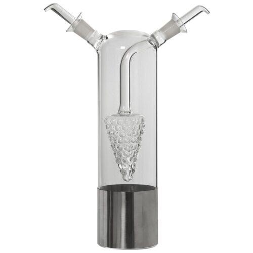 ACEITERA CRISTAL DOBLE CUERPO7/SOPORTE METAL CROMADO