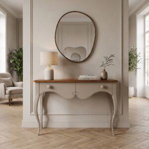 Consola Clásica Isabelina Beige y Madera