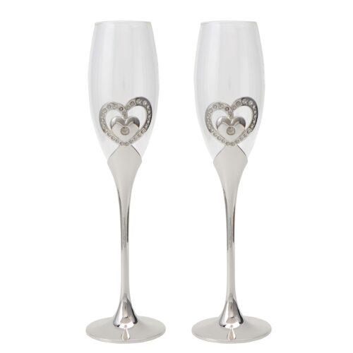 SET 2 COPAS CAVA C/PIE METAL PORADO