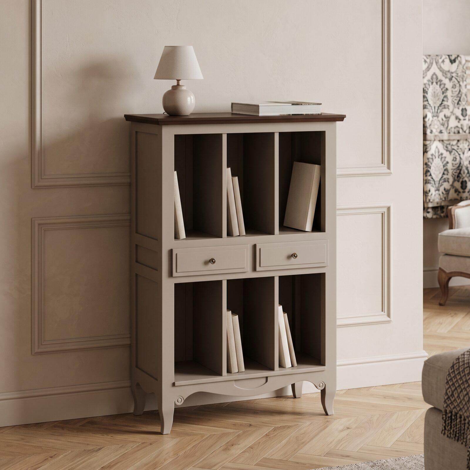 Librería Mueble Auxiliar Beige y Madera