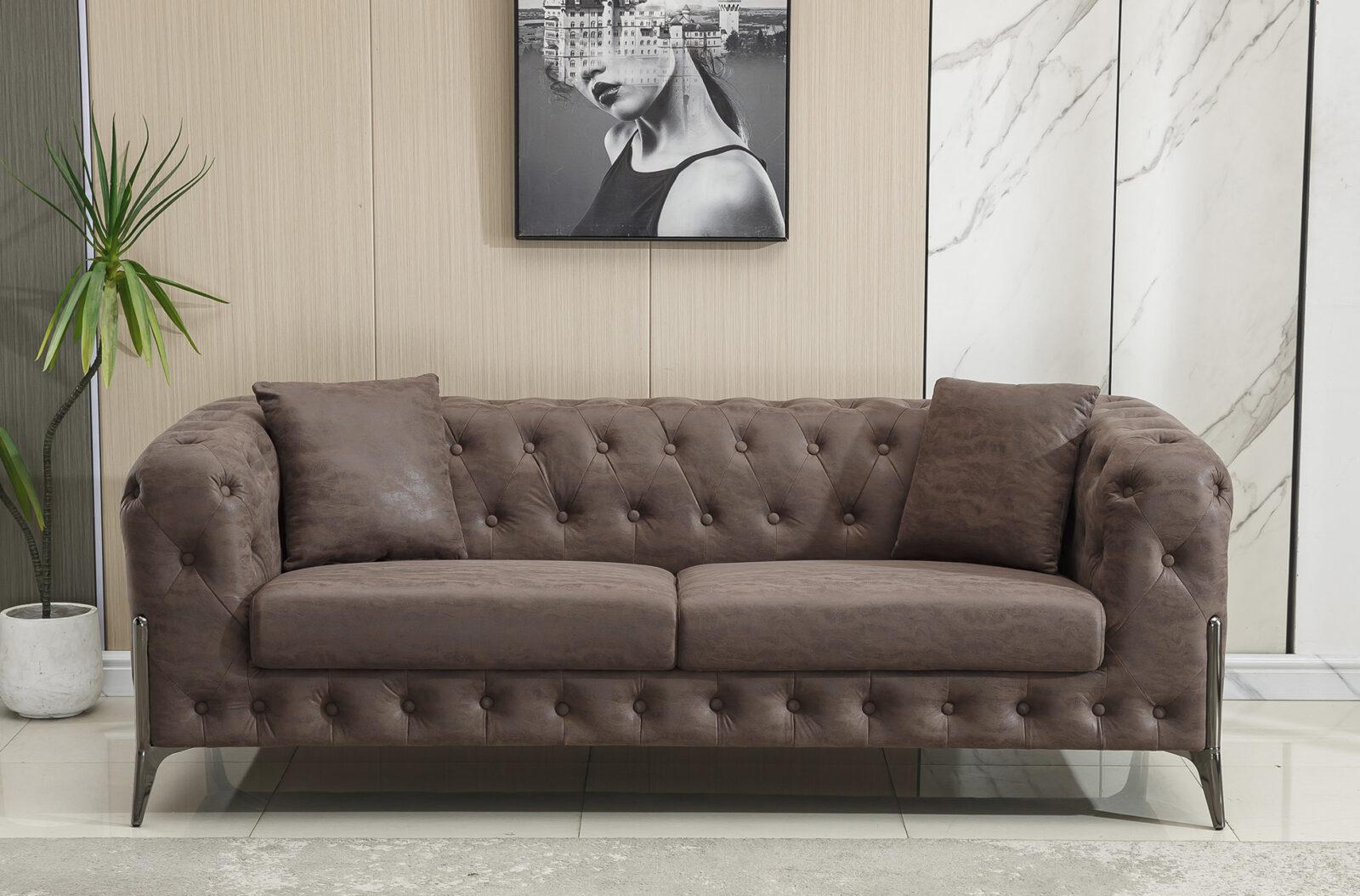 SOFA CHESTER CINDY 3 PLAZAS CHOCOLATE VINTAGE - Imagen 2