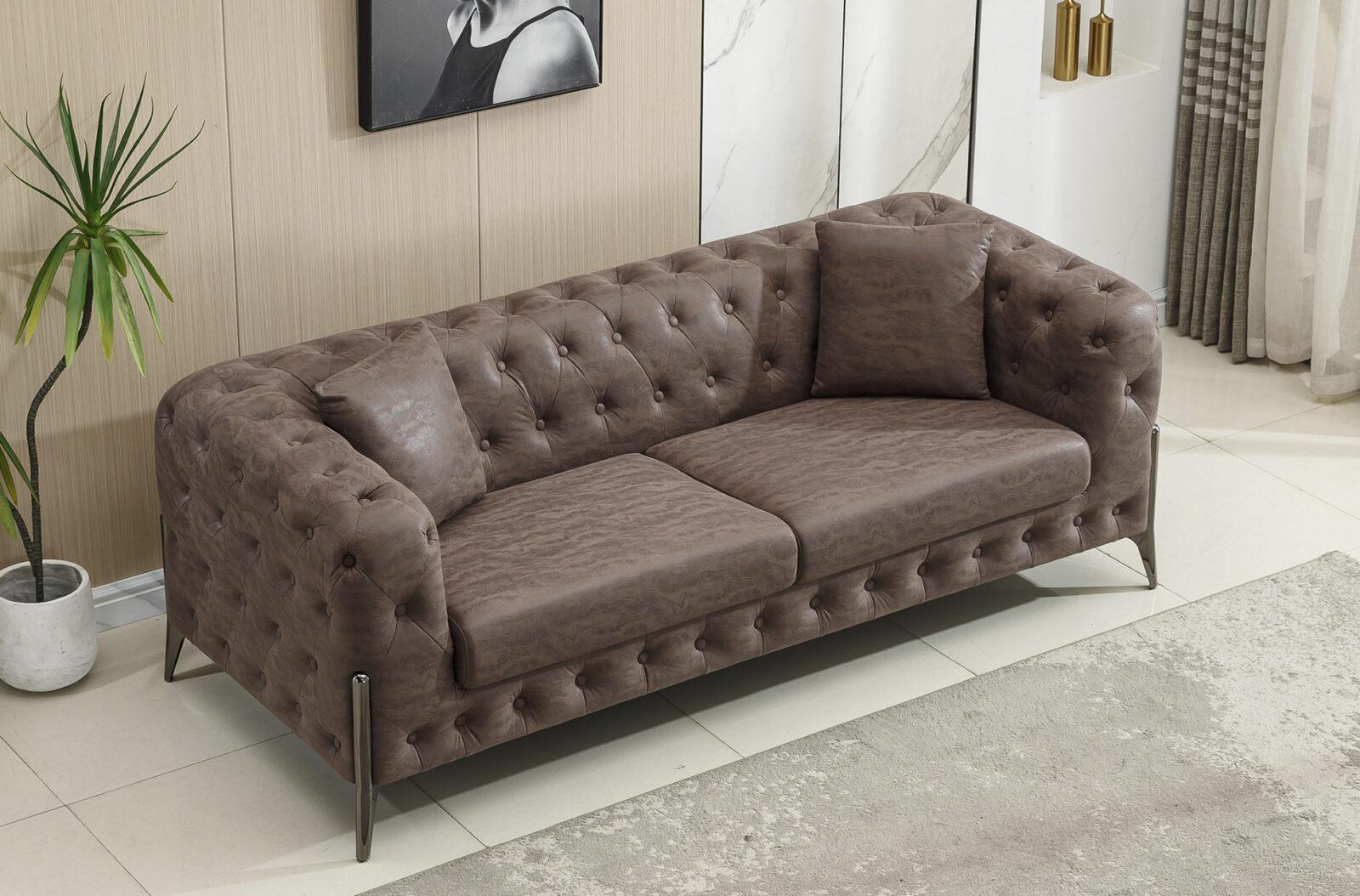SOFA CHESTER CINDY 3 PLAZAS CHOCOLATE VINTAGE - Imagen 3