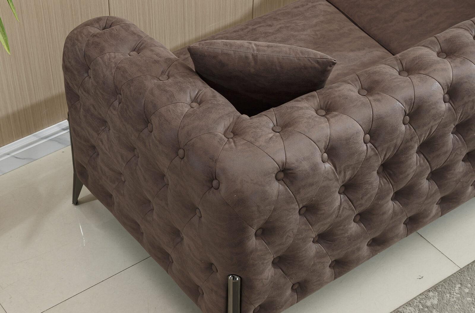 SOFA CHESTER CINDY 3 PLAZAS CHOCOLATE VINTAGE - Imagen 4