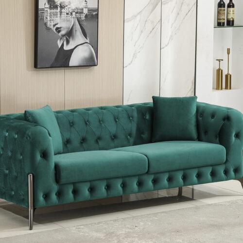 SOFA CHESTER CINDY 3 PLAZAS VELVET VERDE.