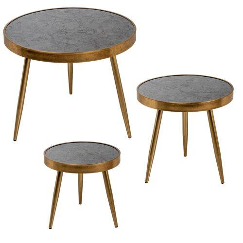 SET 3 MESAS AUXILIARES MDF DOR TOSTADA NEGRA