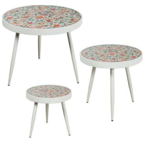SET 3 MESAS AUXILIARES MDF BLAADAS DECORADAS