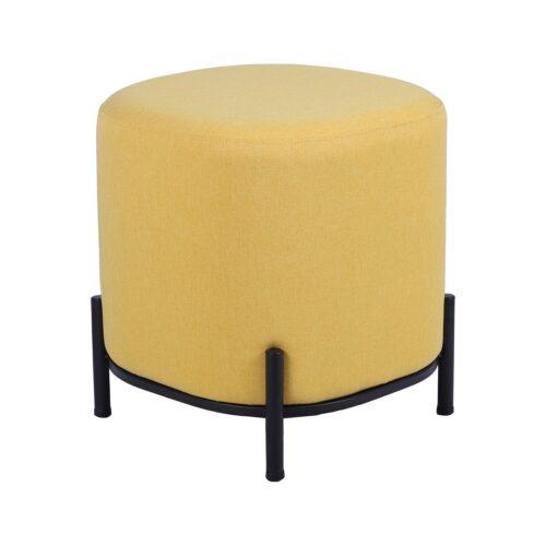 PUF TAPIZADO AMARILLO C/PATASNATURAL, PATAS METAL NEGRO