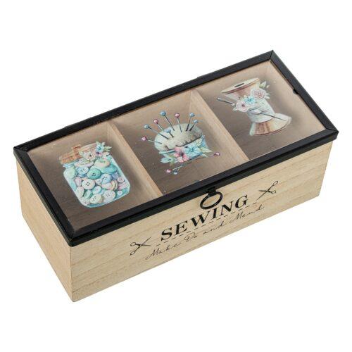 CAJA COSTURA MADERA C/TAPA CRIOS FLORES
