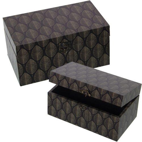 SET 2 CAJAS DECORADAS MADERA DADERA DM/LONA POLIÉSTER